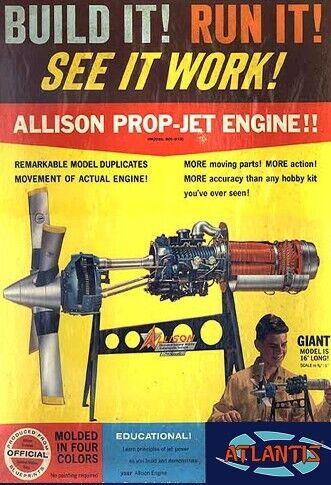 Atlantis Models 1551 1/10 Allison 501-D13 Prop-Jet Engine w/Moving Parts & Stand