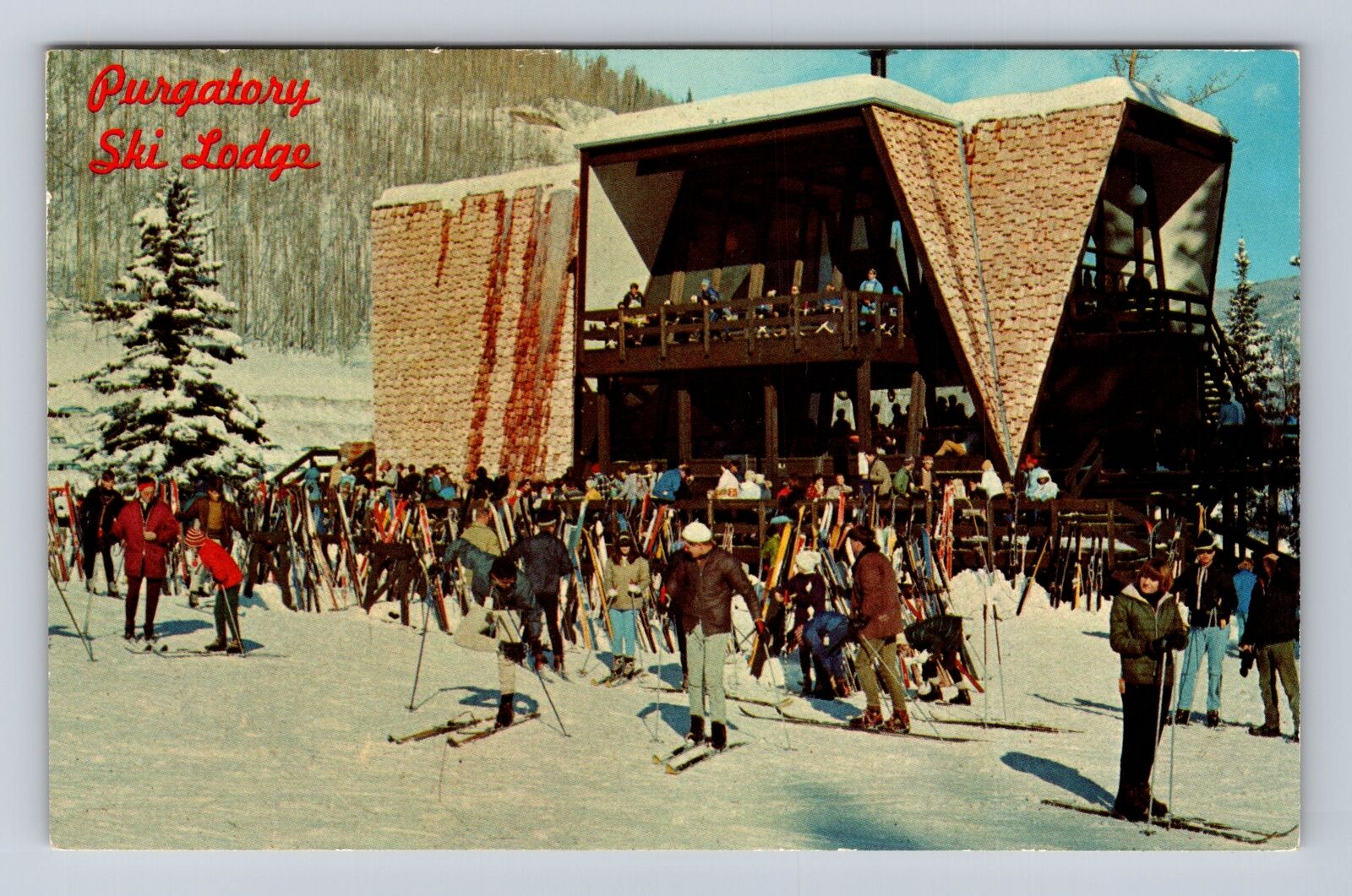 Durango CO-Colorado, Purgatory Ski Lodge, Ski Resort, Antique Vintage Postcard