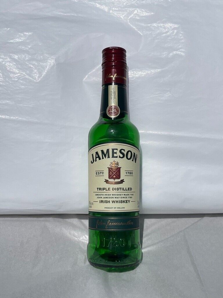 JAMESON IRISH WHISKEY 375ml Green Glass Bottle Metal Screw Top Crafts Core