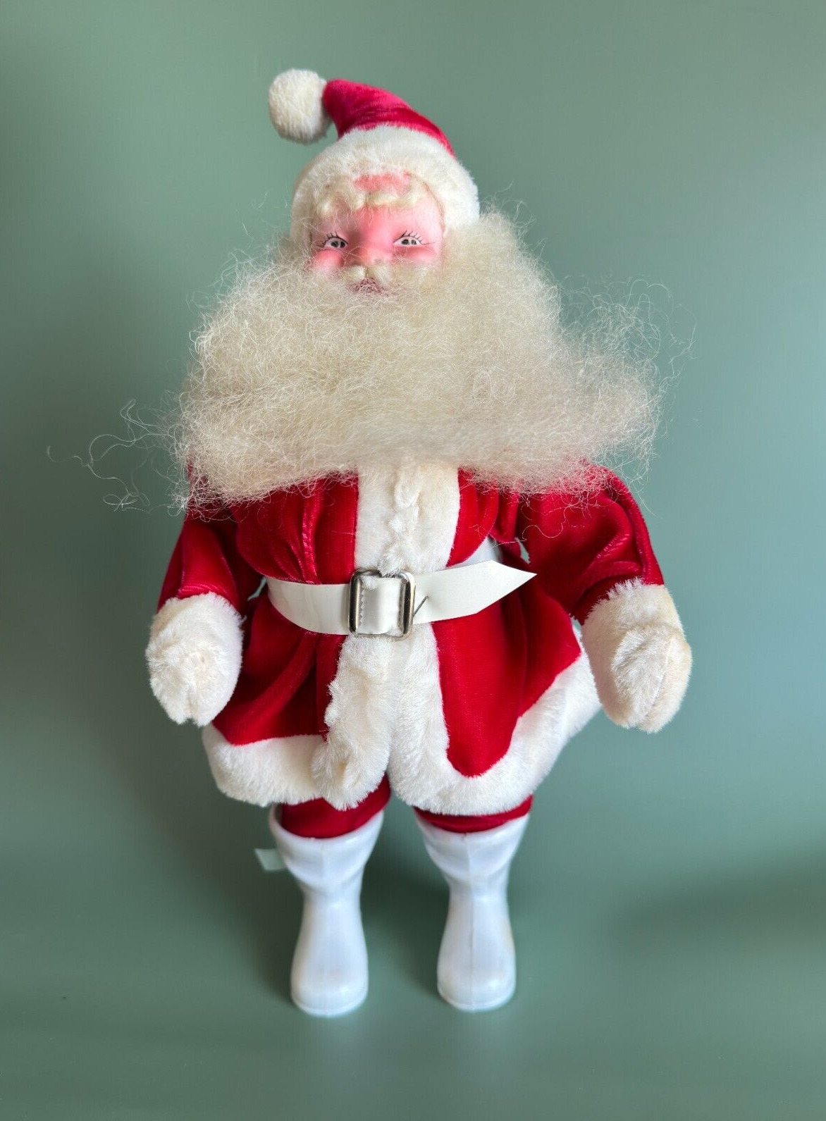 Vintage Harold Gale Santa Red Velvet Spun Cotton Rosy Face Plush Christmas Doll