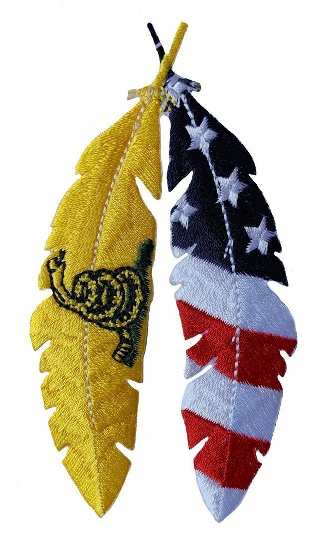 Feather Dont Tread On Me Gadsden USA Flag Patch (4.0 X 2.0 - Hook - MF11)