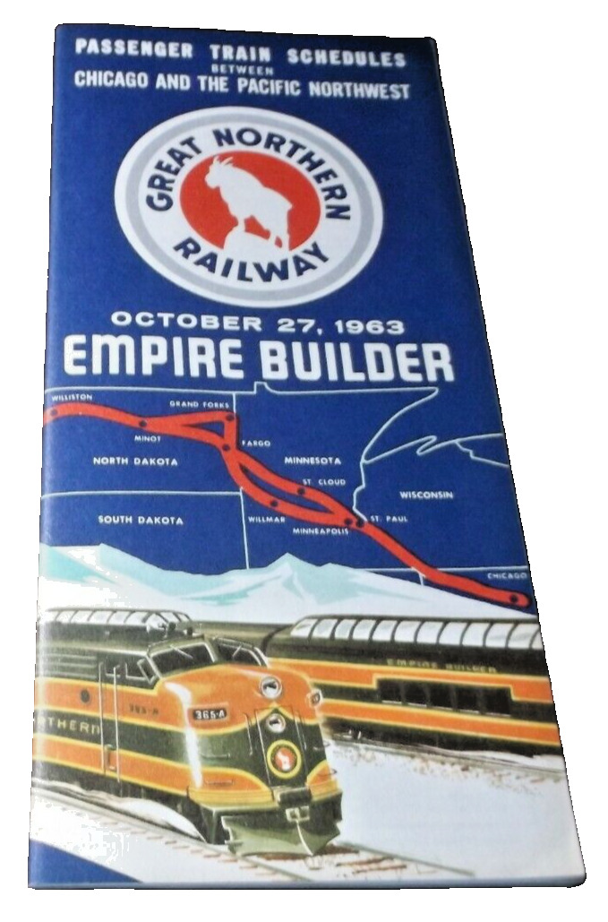 OCTOBER 1963 GREAT NORTHERN EMPIRE BUILDER WESTERN STAR PUBLIC TIMETABLE