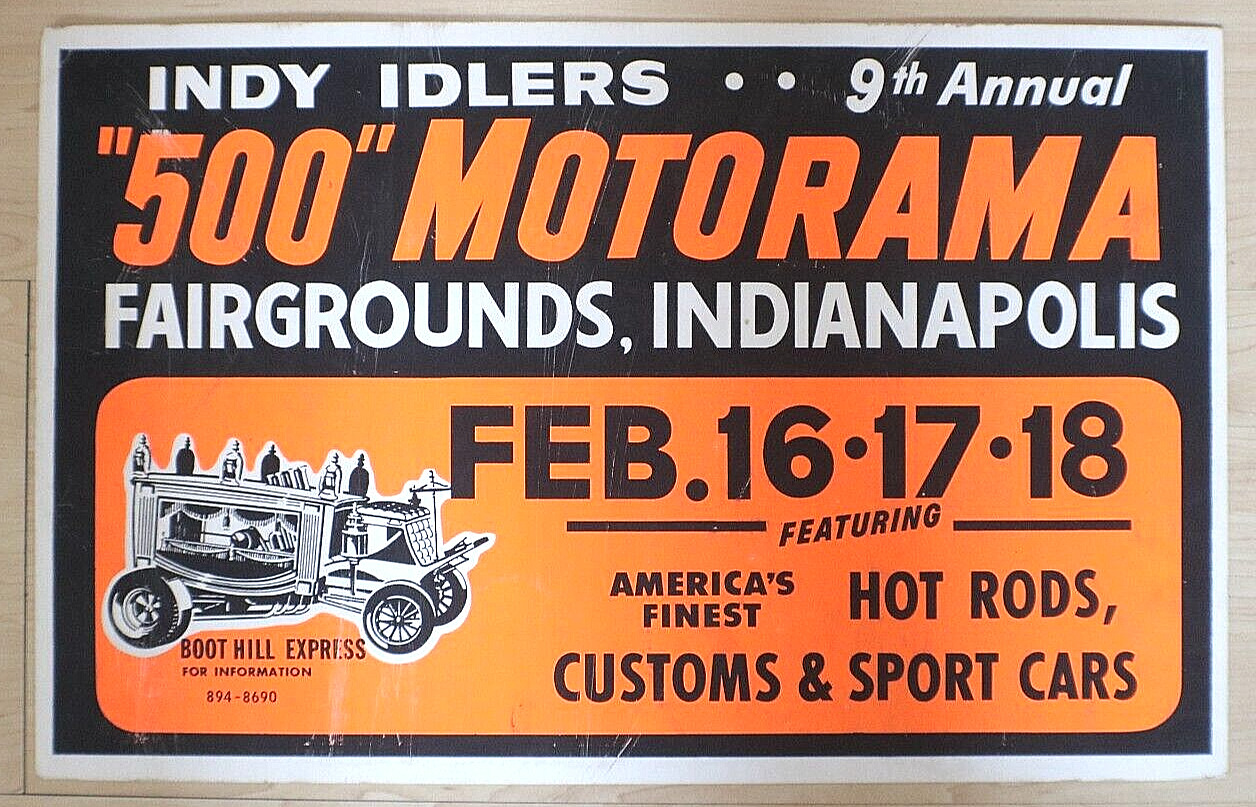 1968 indy idlers 9th annual 500 motorama indy hot rods customs sport cars poster