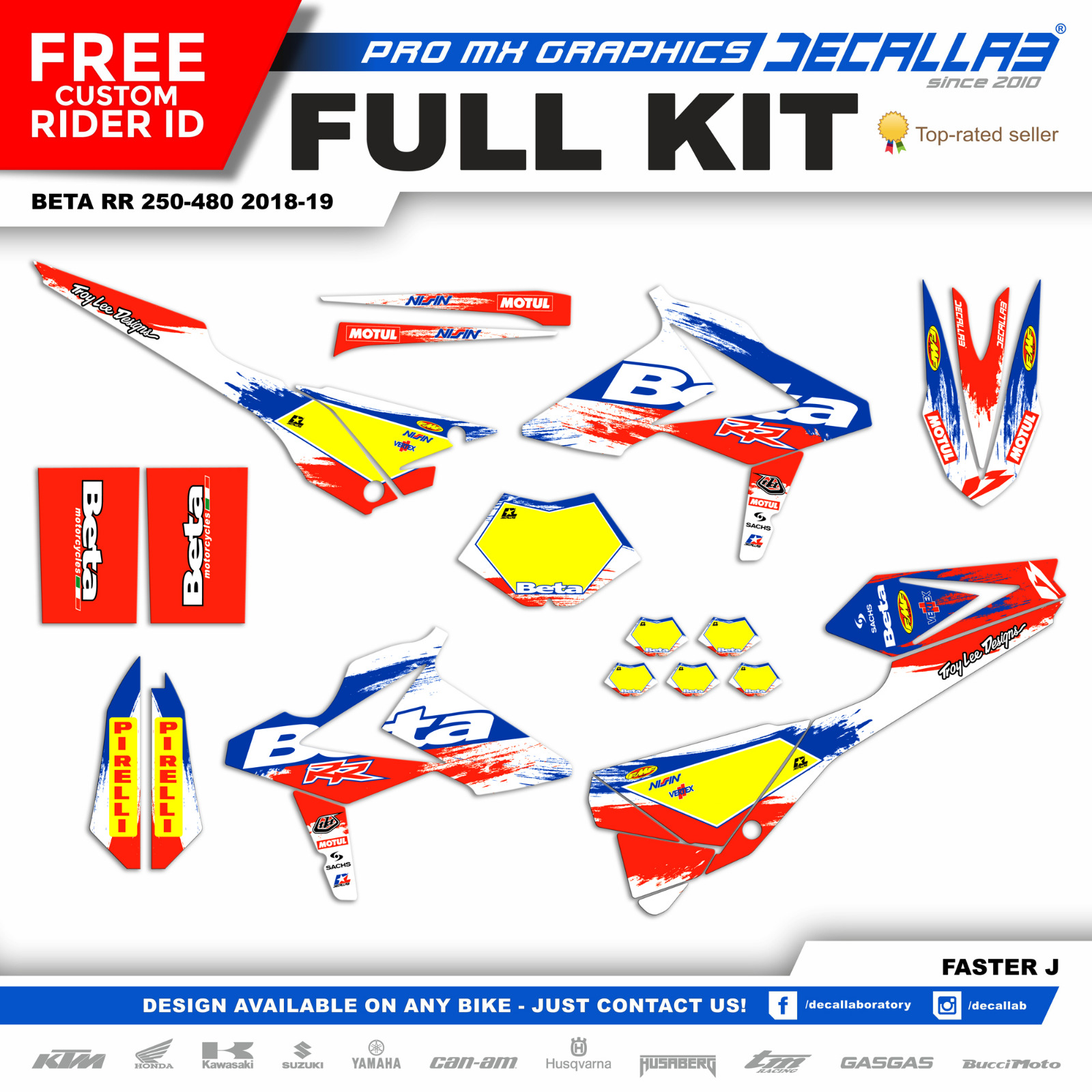 BETA RR 250 480 2018 2019 MX Graphics Decals Stickers Decallab