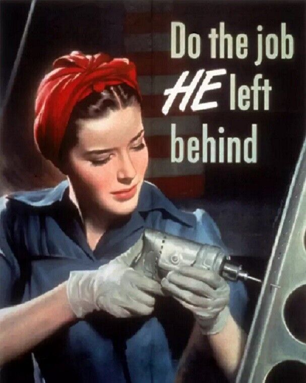 Rosie the Riveter Style Woman Factory Worker Poster 8x10 WW2 WWII Photo 927
