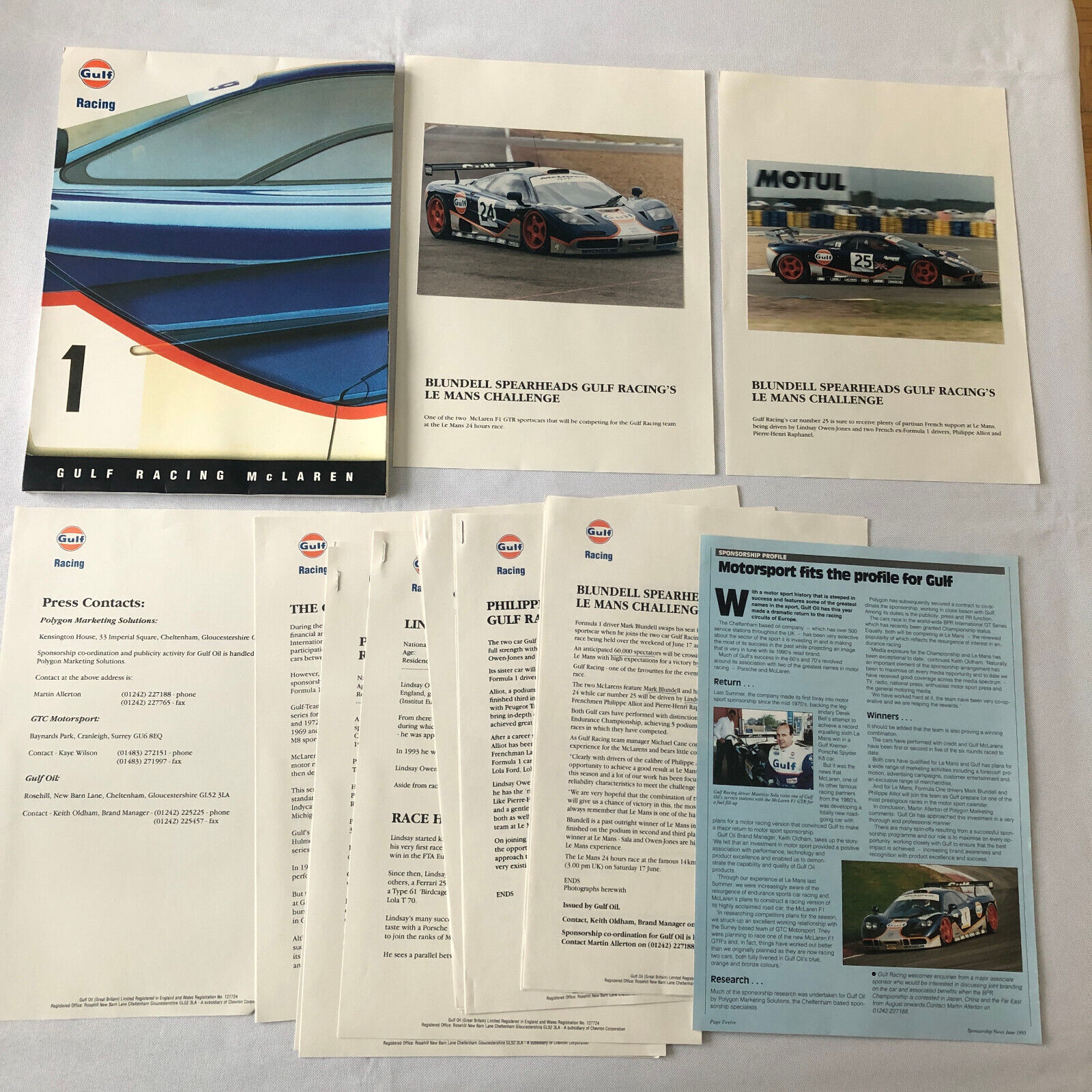 Gulf Racing McLaren F1 GTR Press Kit Brochure Photos