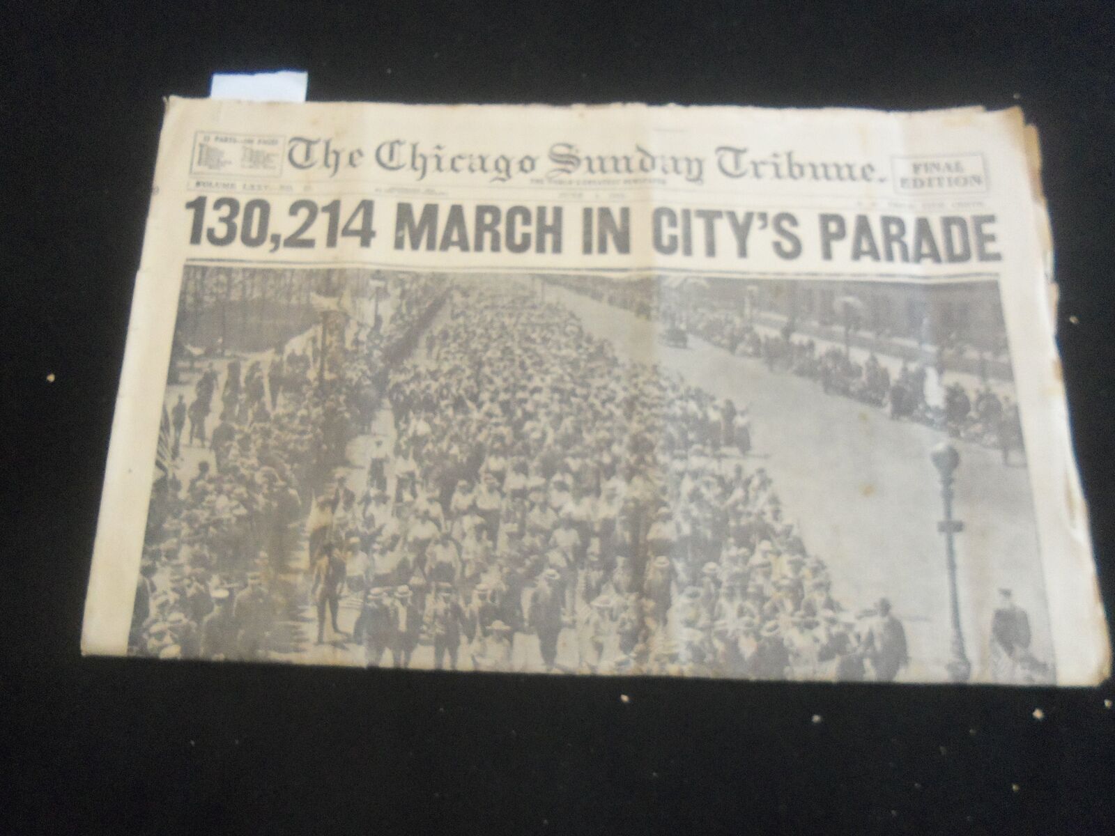 1916 CHICAGO SUNDAY TRIBUNE NEWSPAPER - 130,214 MARCH IN CITY\'S PARADE - NP 5760