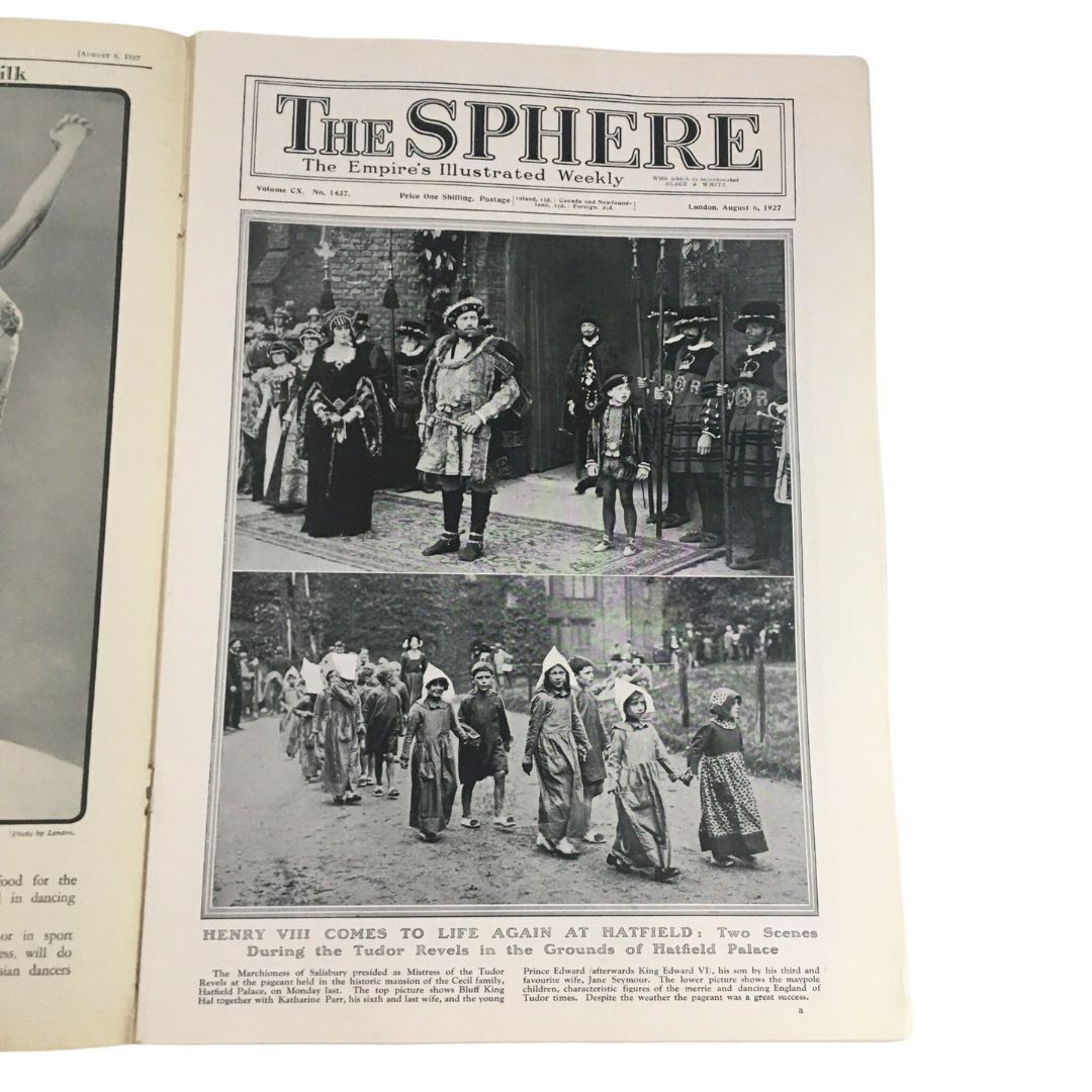 The Sphere Newspaper August 6 1927 Henry VIII Comes to Life Again at Hatfield