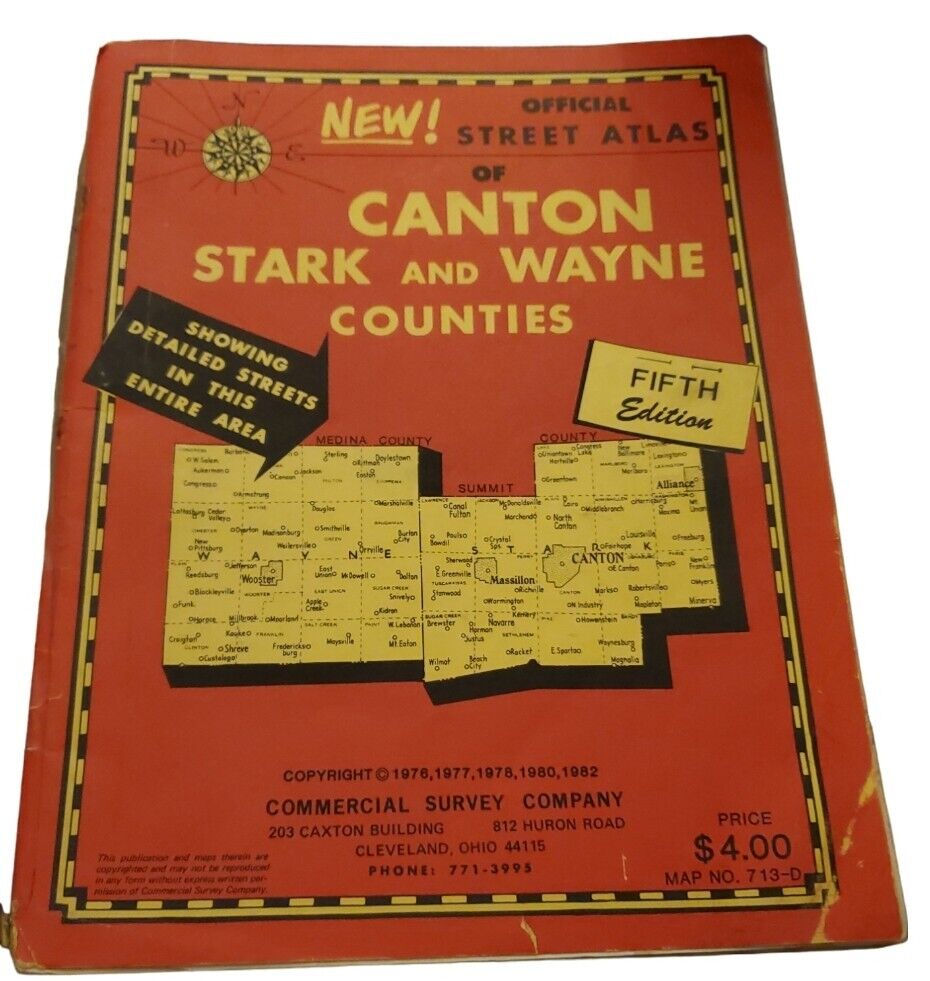  CANTON OHIO Stark & Wayne Counties Street Atlas 5th Edition Map No. 713-D