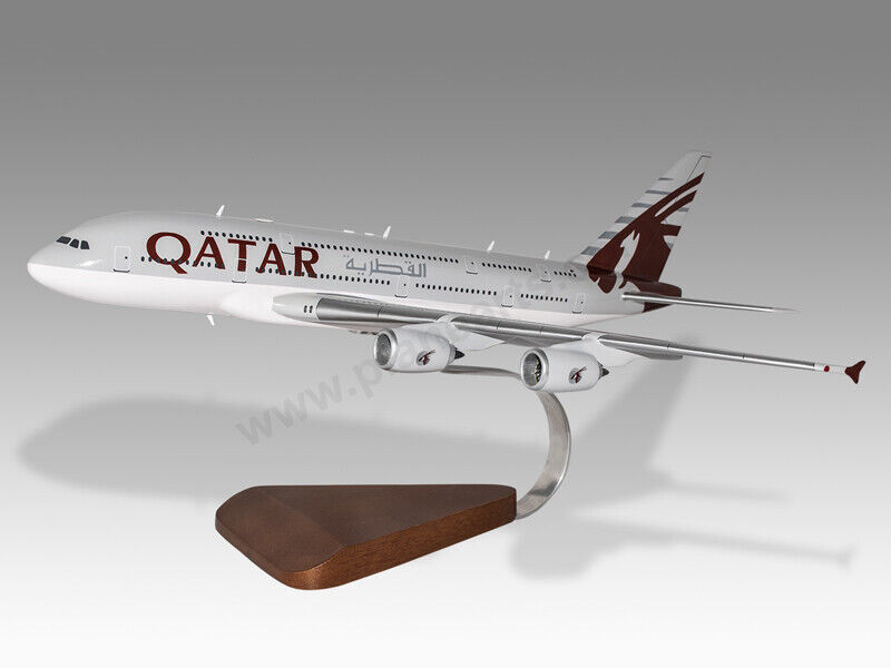 Airbus A380 Qatar Airways Ver.2 Solid Mahogany Wood Handcrafted Display Model