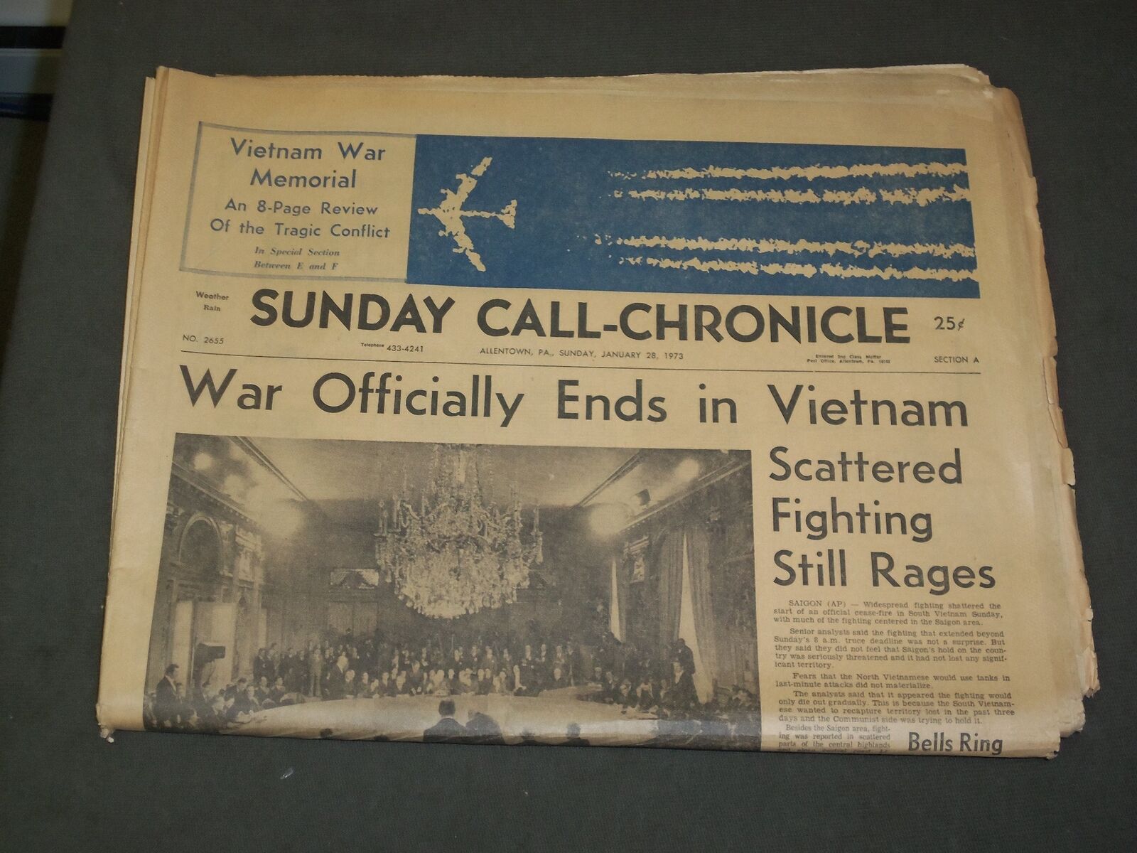 1973 JANUARY 28 SUNDAY CALL-CHRONICLE NEWSPAPER - VIETNAM WAR ENDS - NP 3267