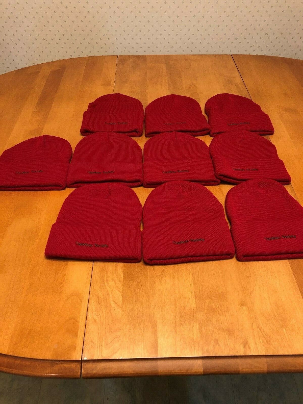 UNISEX SET OF 10 COUSTEAU SOCIETY RED CAPS NEW COLD WEATHER HATS