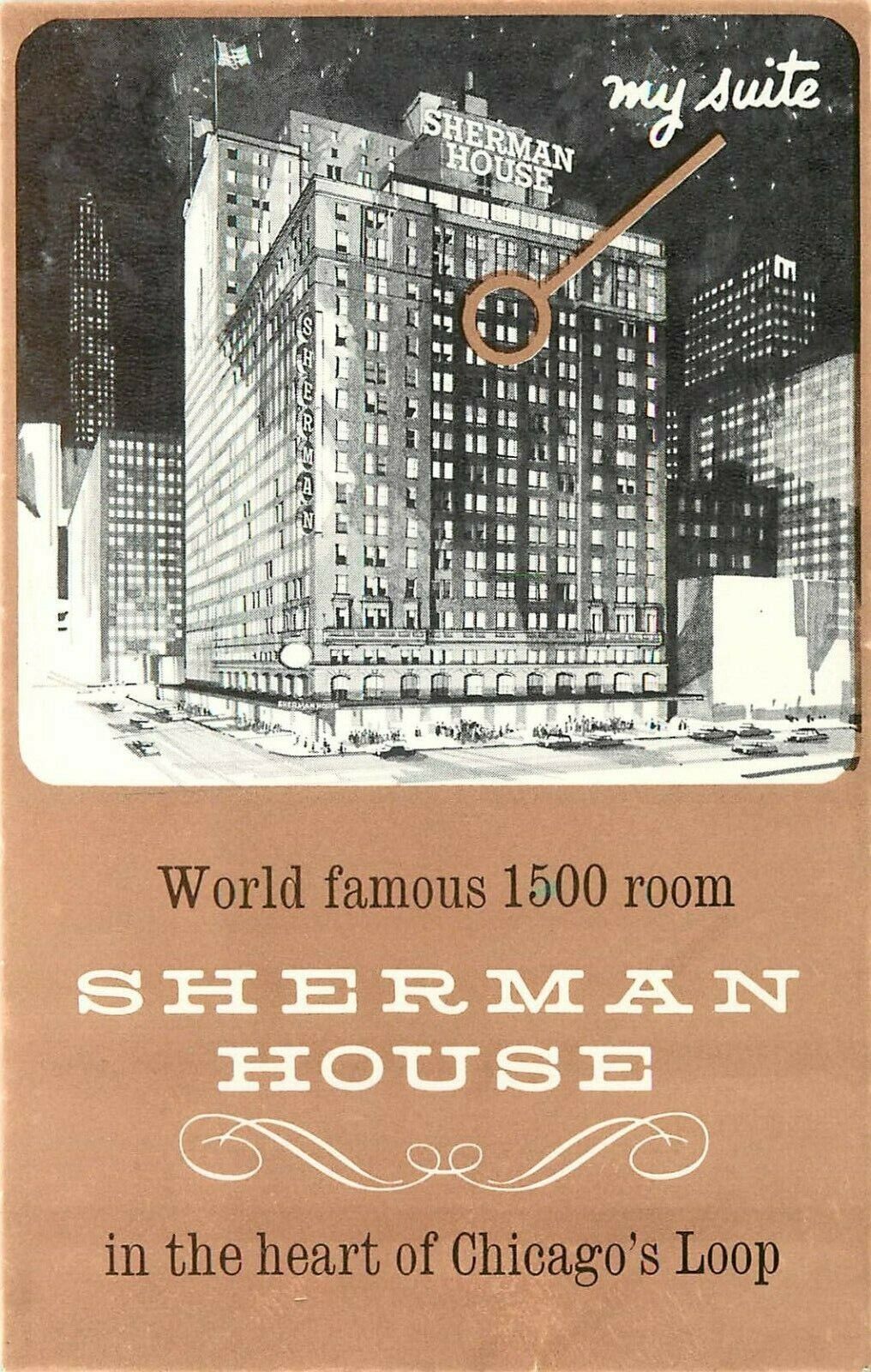 Sherman House Chicago Illinois IL Artist Rendition Postcard
