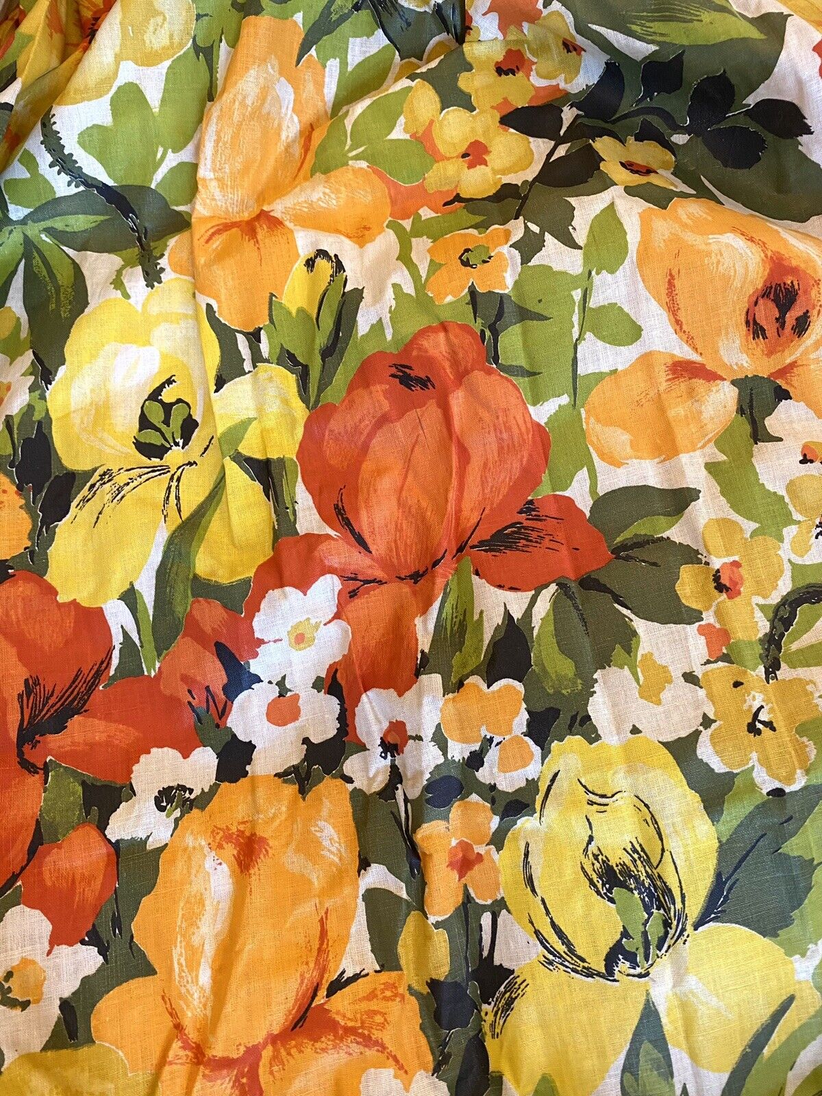 Vintage NOS Lot Of 4 Pinch  Pleated Lined Curtain Panels 1960’s Floral Print