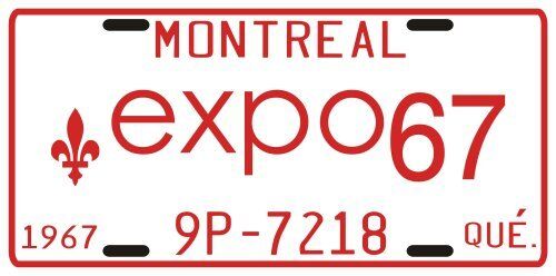 Montreal Canada Expo 67 License Plate
