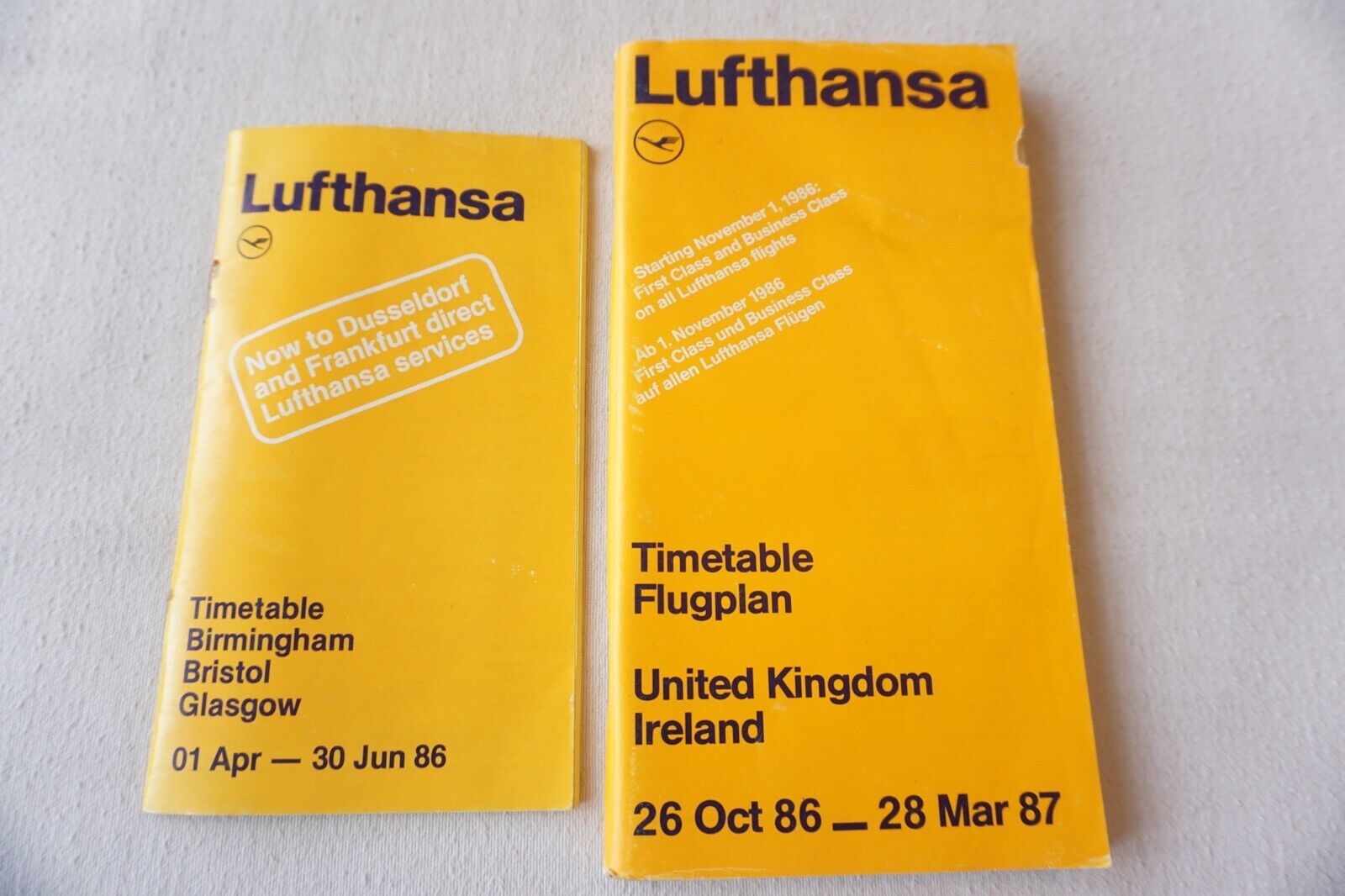 1986 Lufthansa Airline Aviation Timetable Schedule Horaire Flugplan x2