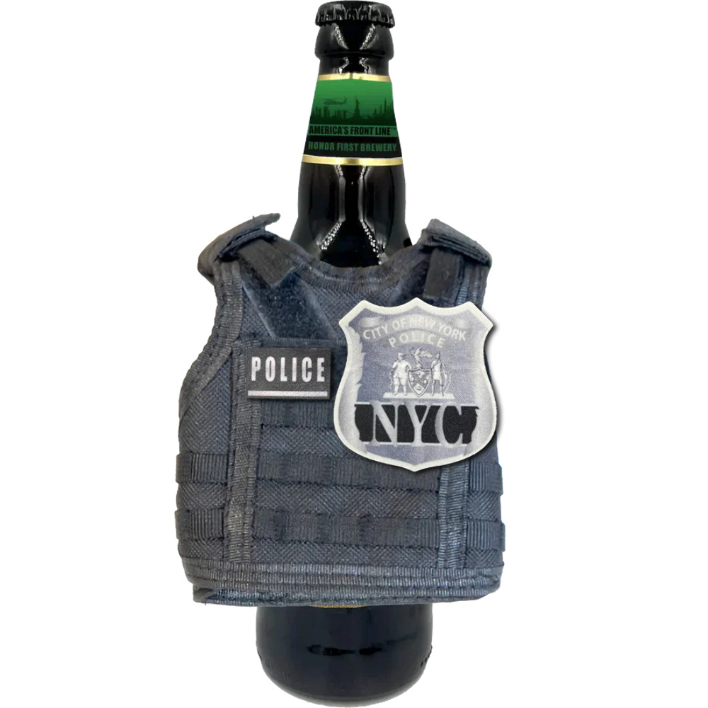 NYPD New York City Police Officer Tactical Beverage Bottle or Can Cooler Vest wi