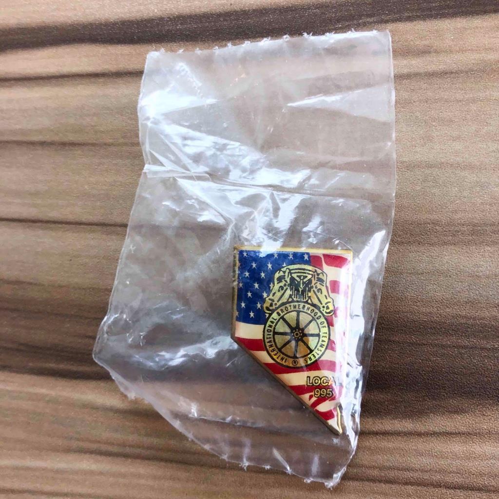 Vintage New Teamsters Local 995 Nevada Stars & Stripes Pin Clutch Back Las Vegas