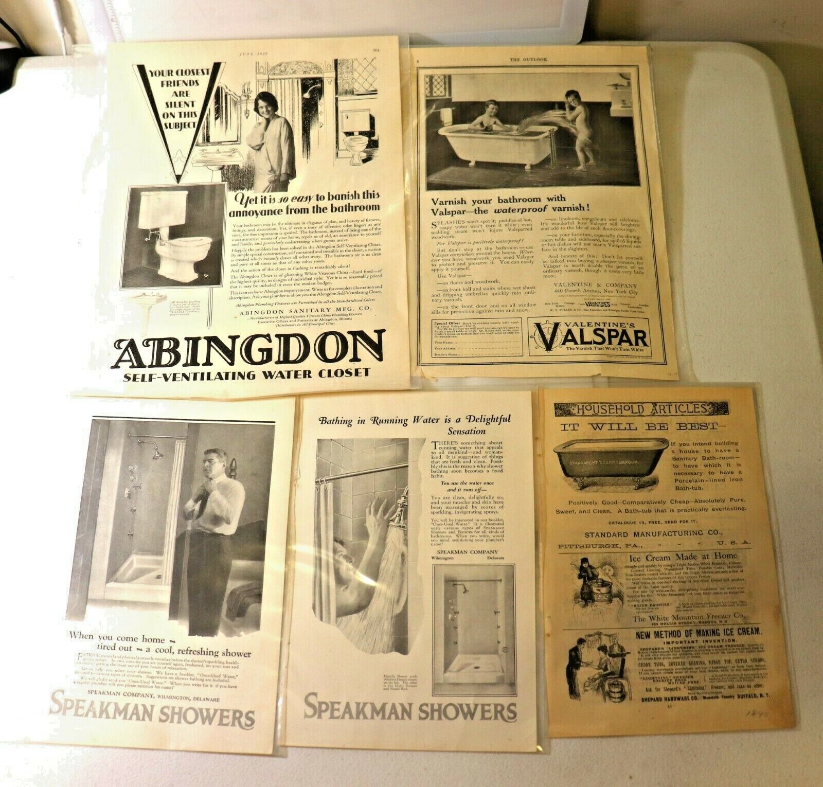 5 Victorian 1890-1929 Print Ads Abingdon Valspar Standard Speakman Advertising