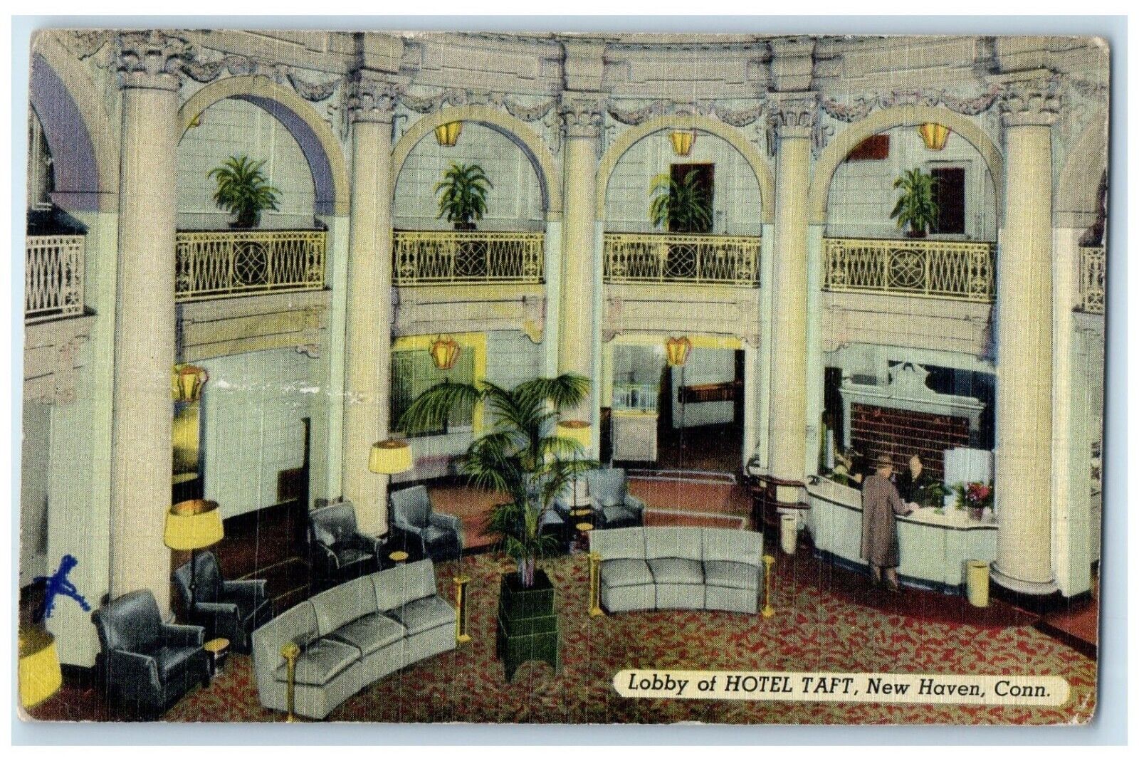 c1940 Hotel Taft Opposite Yale University Lebis New Haven Connecticut Postcard