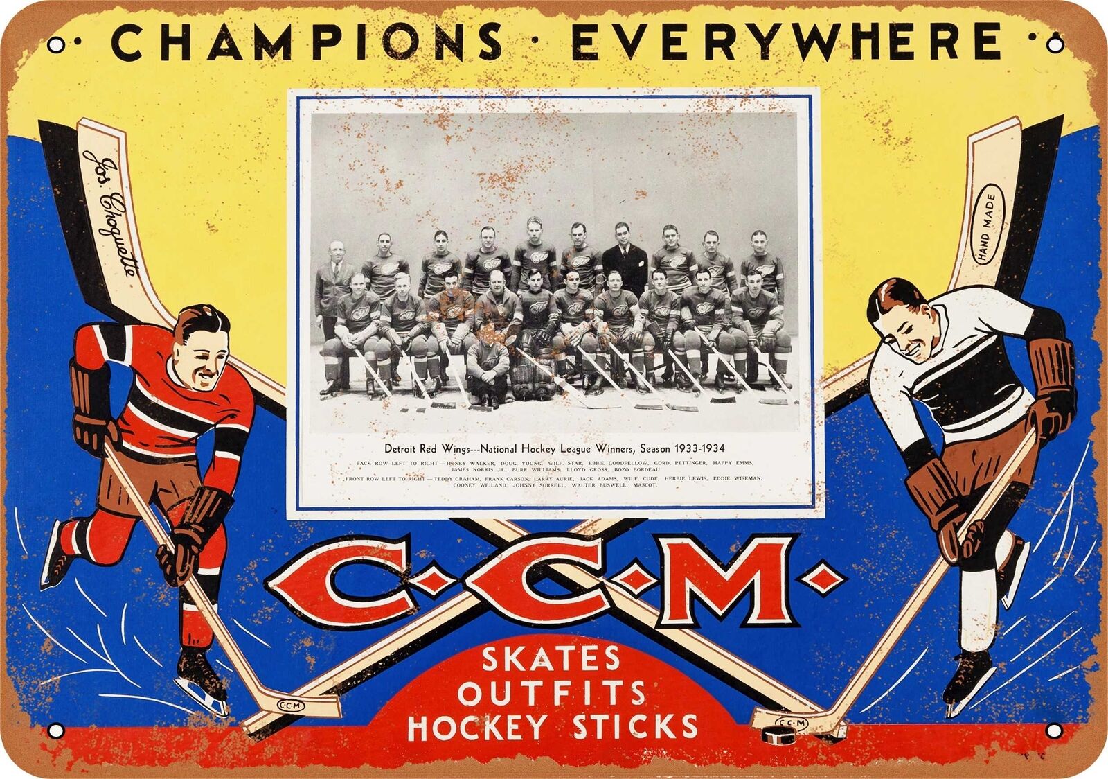 Metal Sign - 1933 CCM Hockey Skates - Vintage Look Reproduction