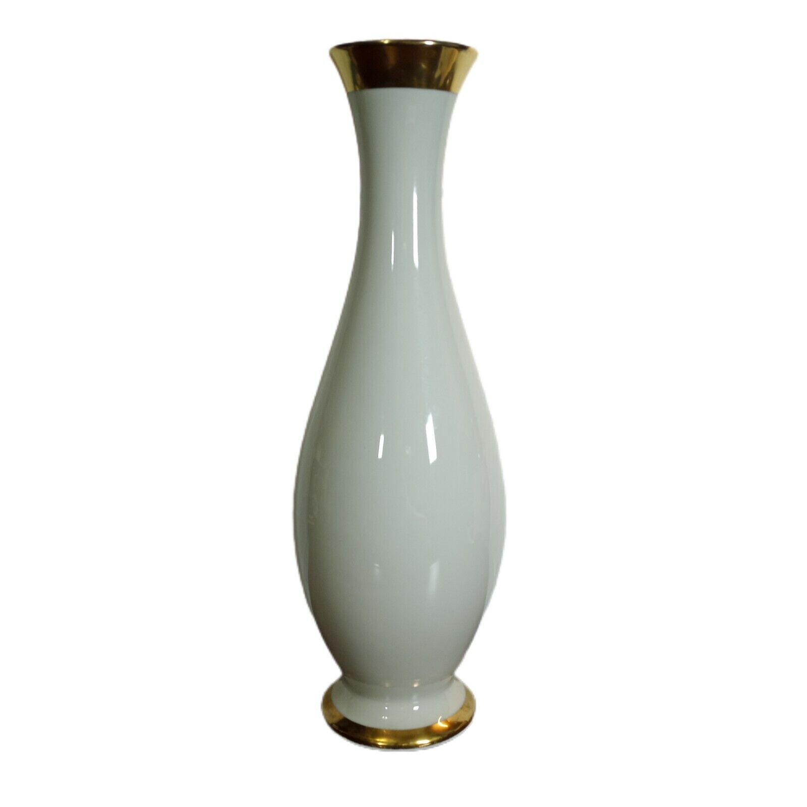 Bareuther Waldsassen Vase Simplistic Cream Gold Trim 13\
