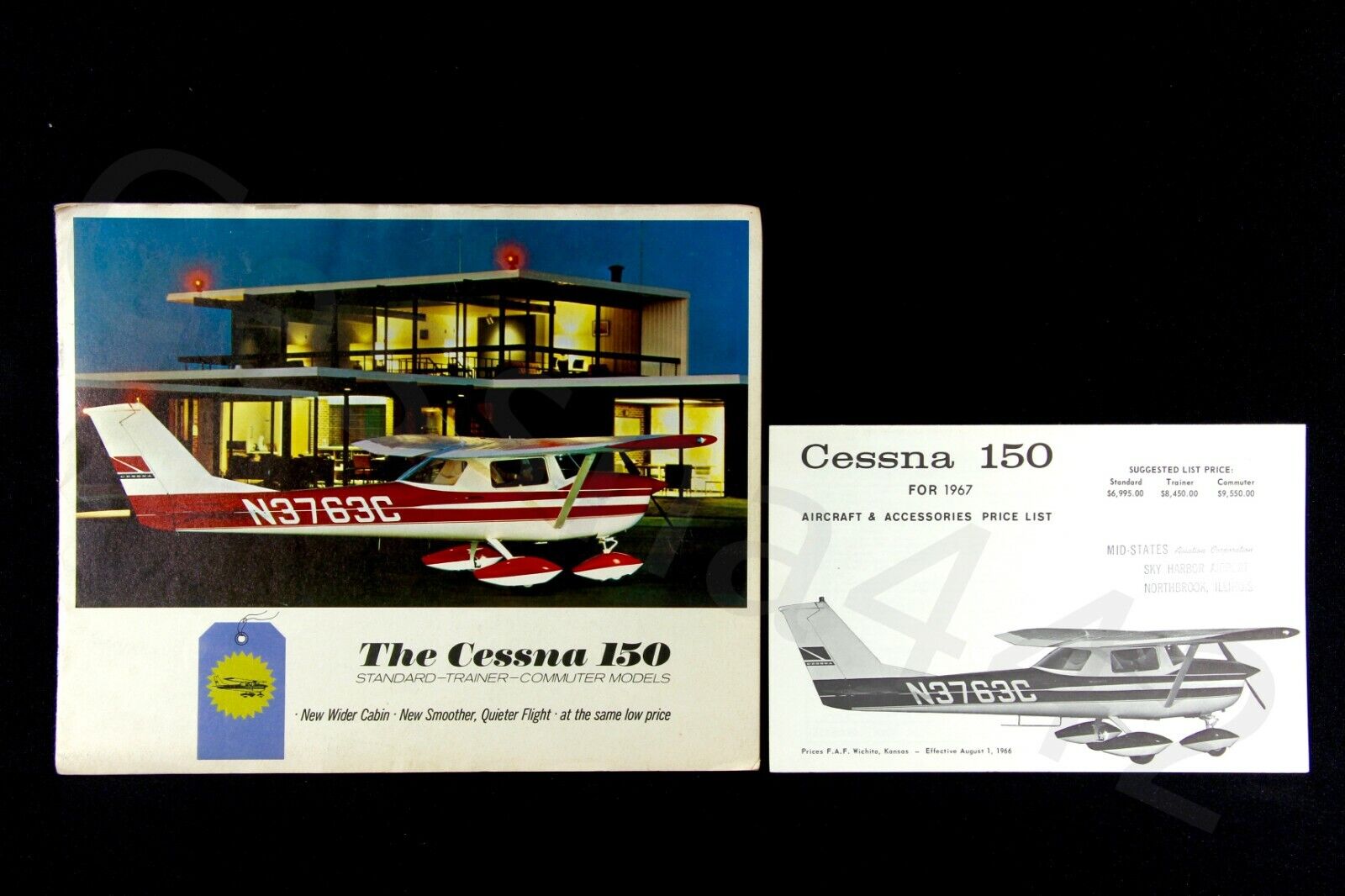 CESSNA Vintage 1967 150 Brochure & Price List OEM Aircraft Factory Color Gift