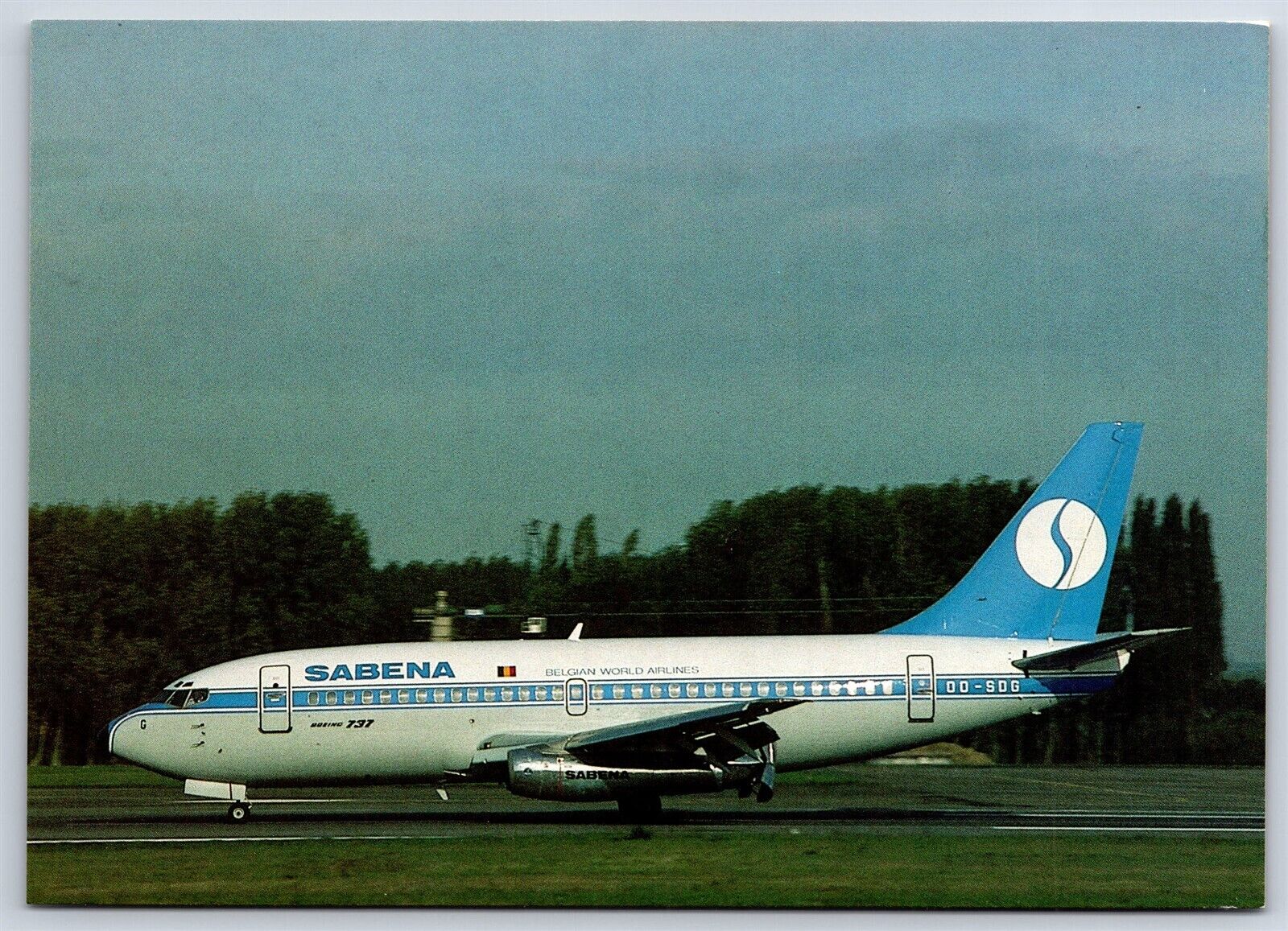 Airplane Postcard Sabena Belgian World Airlines Boeing 737-229 CN14