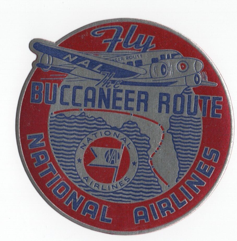 National Airline Luggage Label Buccaneer Route 