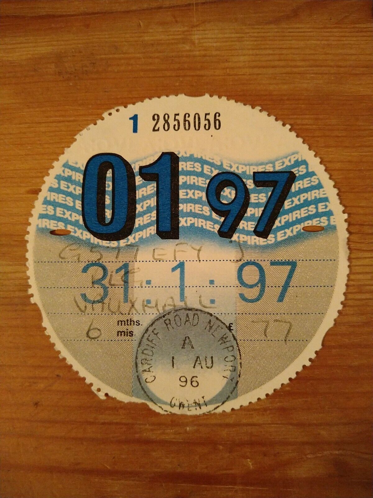 1997 UK Car Tax Disc (Genuine, Vauxhall )