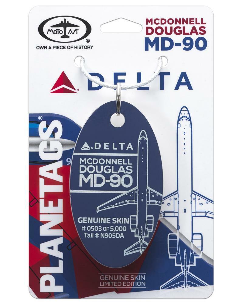 Delta Airlines McDonnell Douglas MD-90 Tail #N905DA Blue Jet Plane Skin Bag Tag