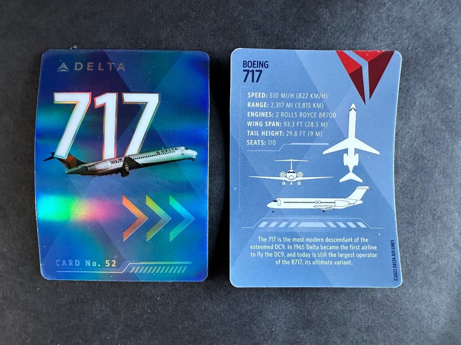 Delta Airlines Trading Card Boeing 717 No 52 2022 New
