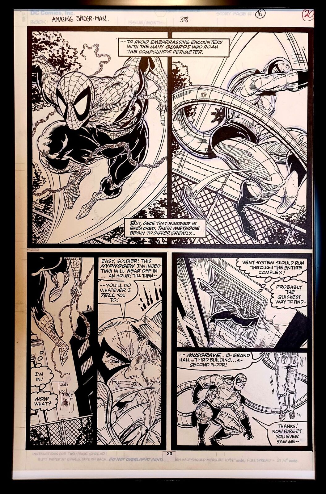 Amazing Spider-Man #318 pg. 16 by Todd McFarlane 11x17 FRAMED Original Art Print
