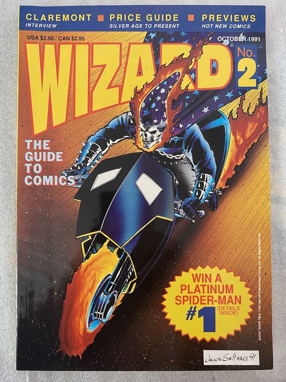 Wizard The Guide to Comics #2 (1991) Ghost Rider Cover With POSTER