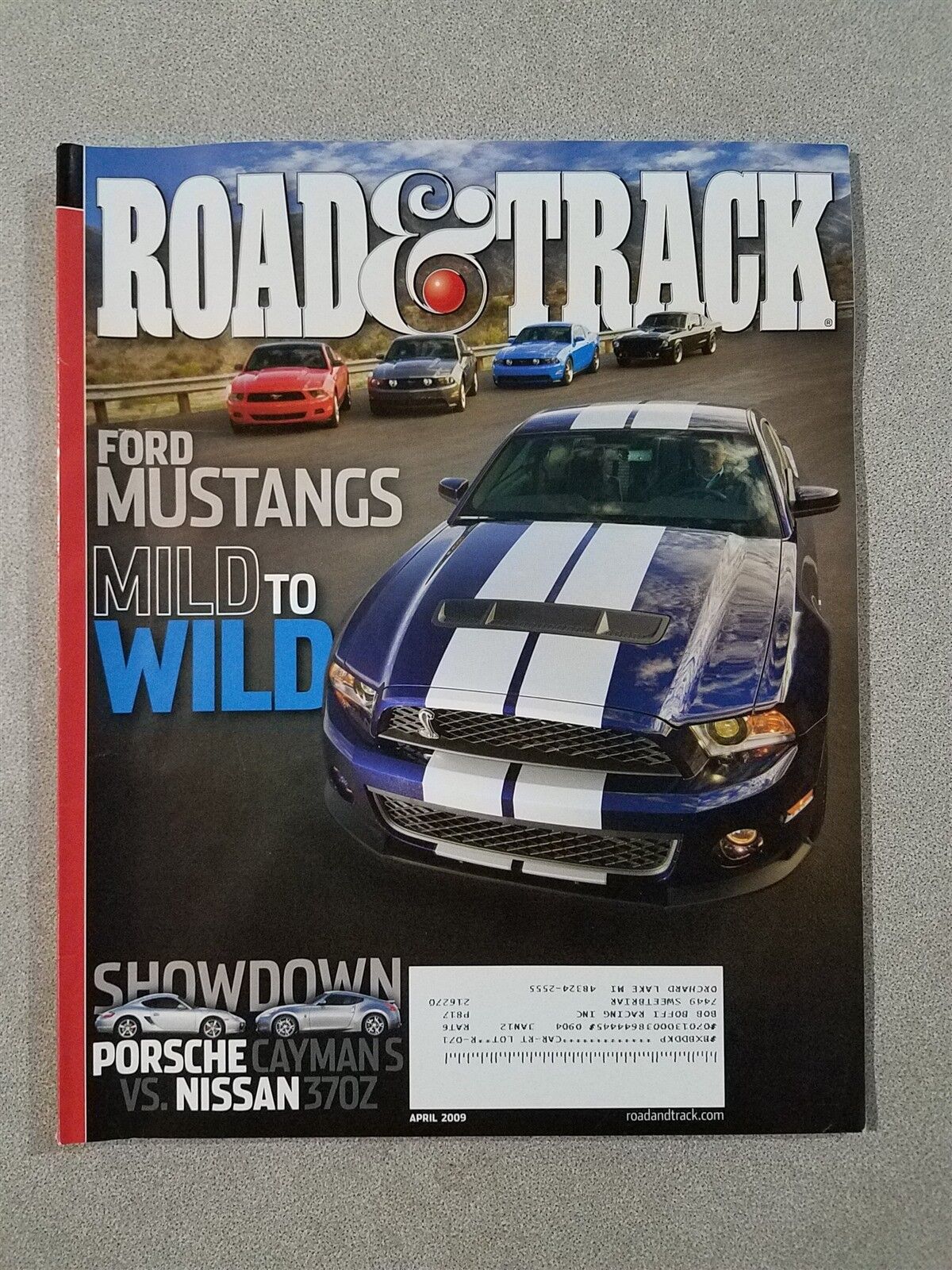 Road & Track Magazine April 2009 Ford Mustang GT & 1967 Fastback Porsche Cayman 