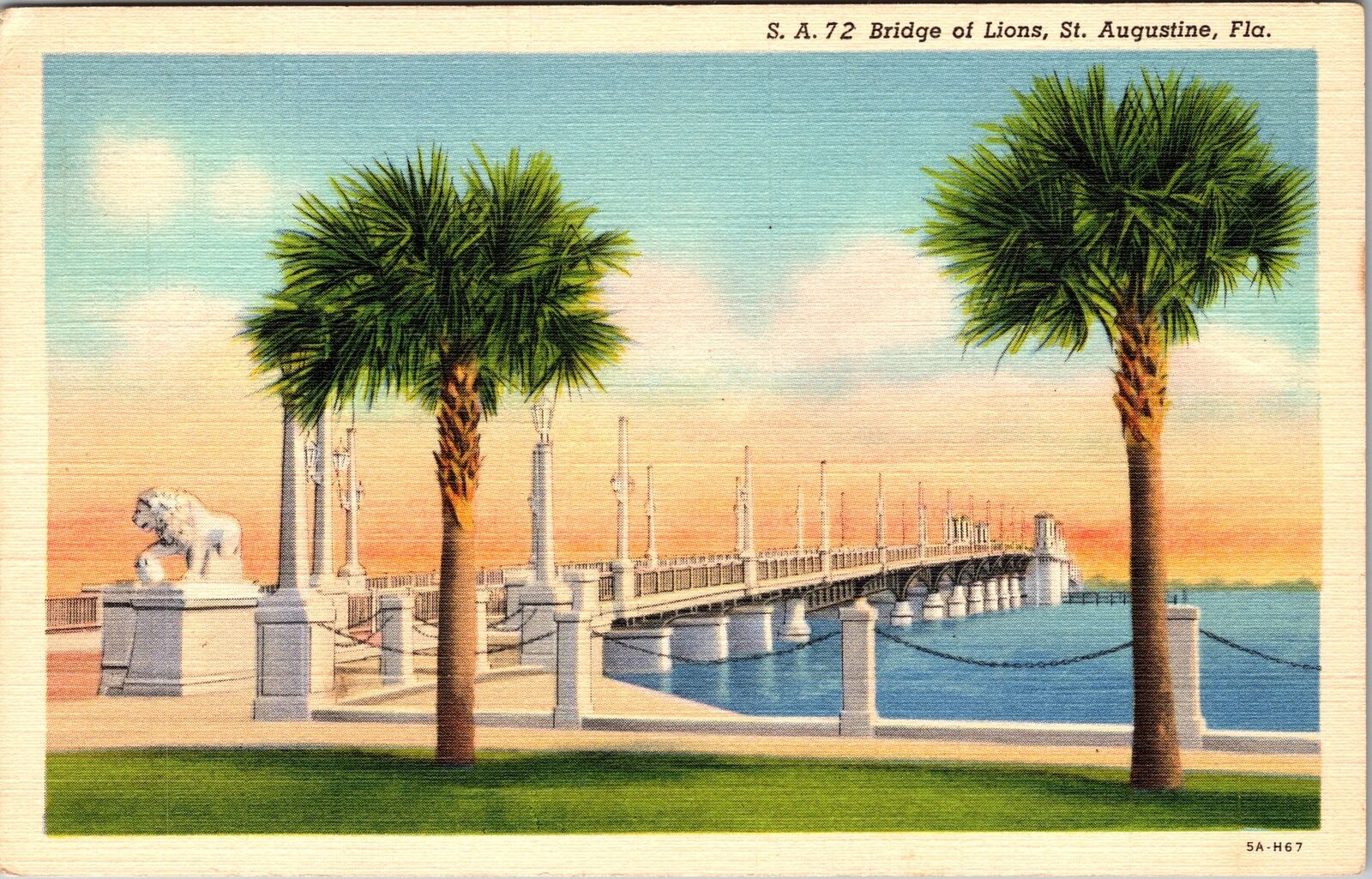 St. Augustine FL-Florida, Bridge Of Lions Vintage Souvenir Postcard
