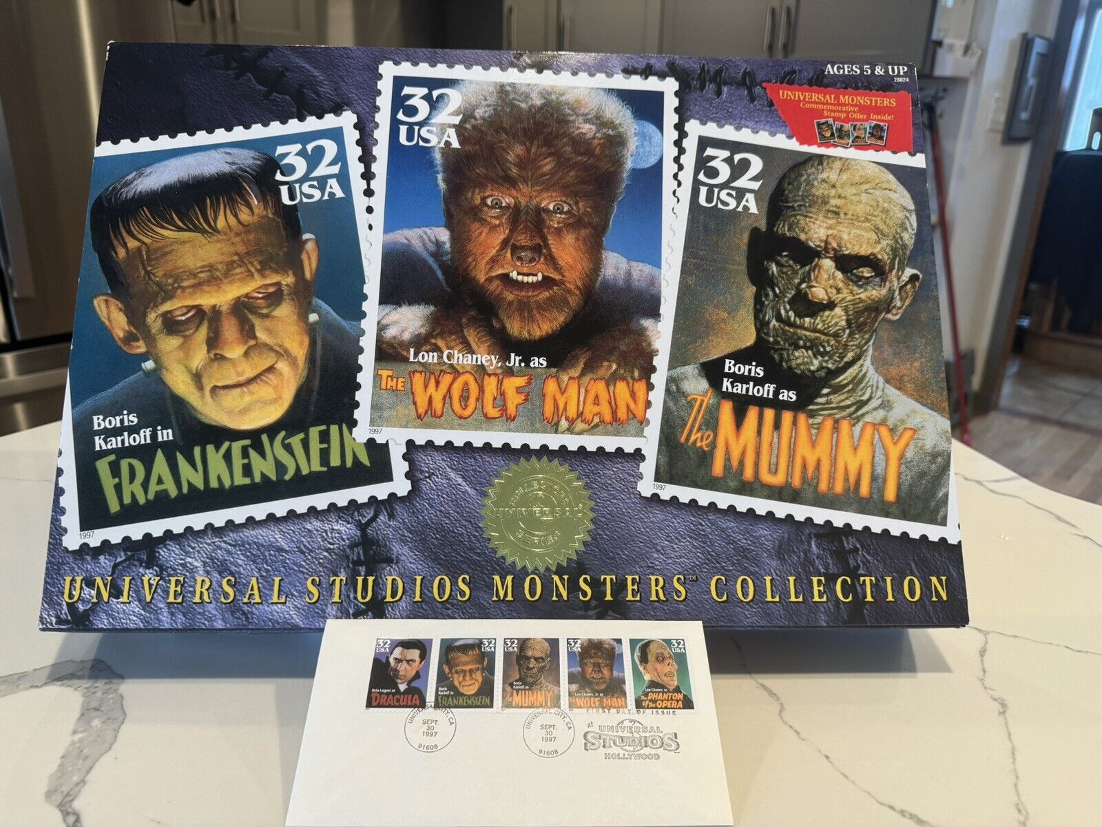 Universal Studios Monsters Set and  Postage Stamps 1997 FIRST DAY ISSUE