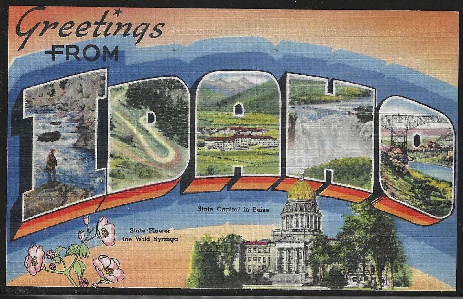 Large Letter: Greetings From Oklahoma, Early Linen Postcard, Unused