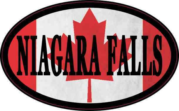 4 x 2.5 Oval Canadian Flag Niagara Falls Sticker Car Truck Vehicle Bumper Decal