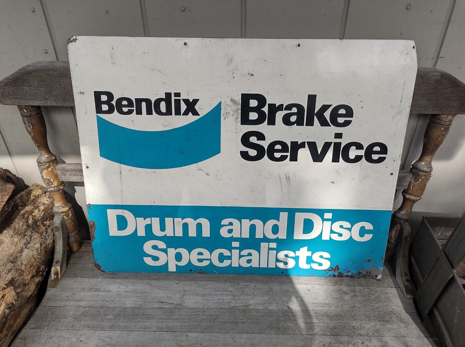 Vintage  Bendix Brake Service Drum and Disc Specialists Sign Sheet Metal 28x22