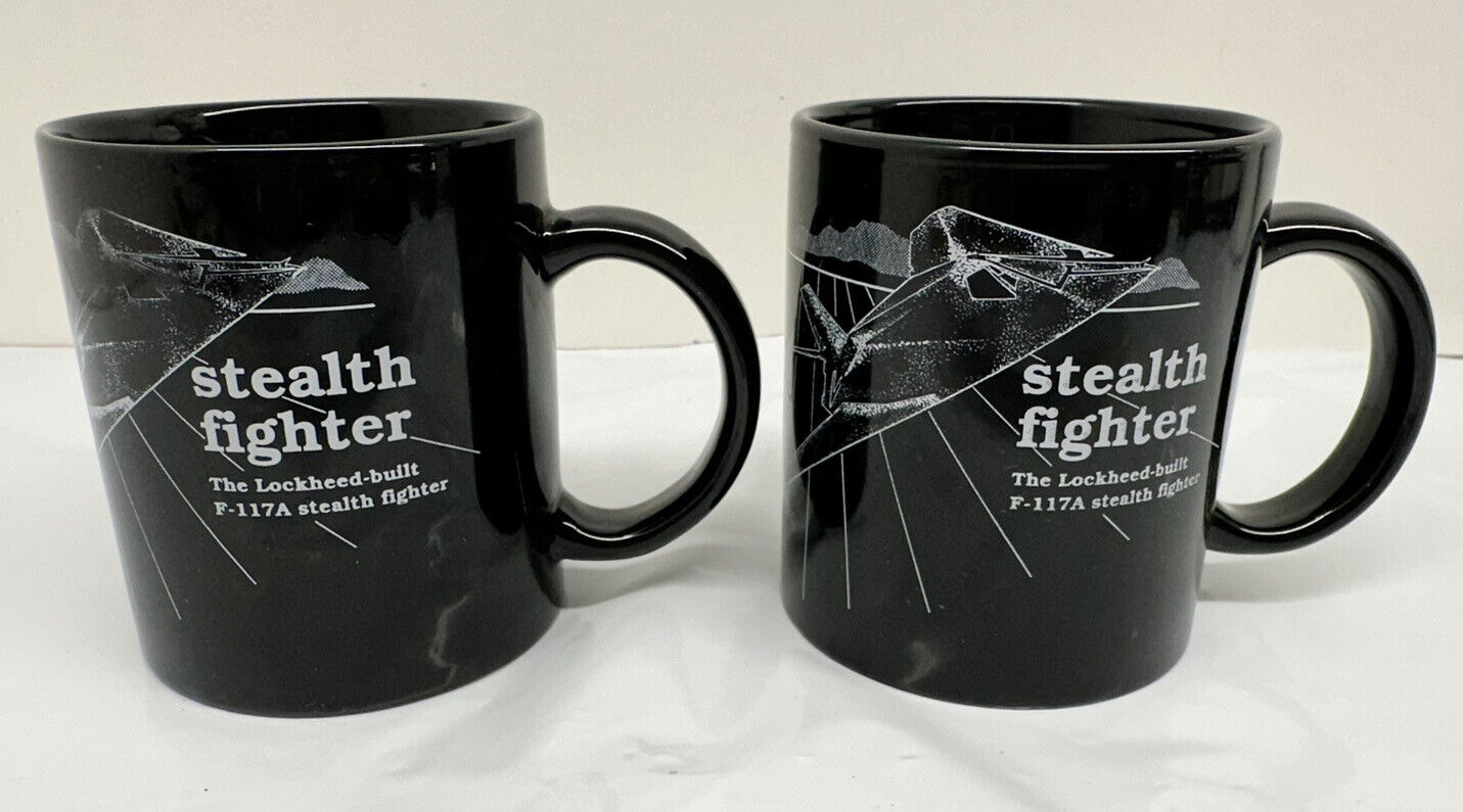 Stealth Fighter Coffee Mug The Lockheed Built F-117A Black  Lot Of 2