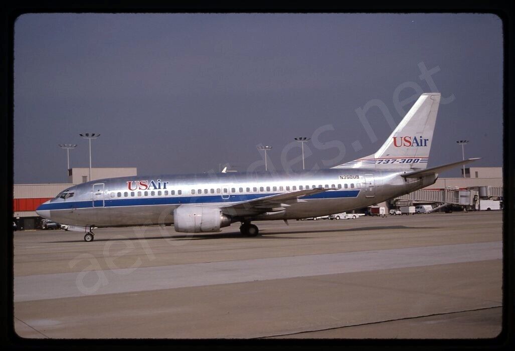 US Air Boeing 737-300 N350US Aug 89 Kodachrome Slide/Dia A18