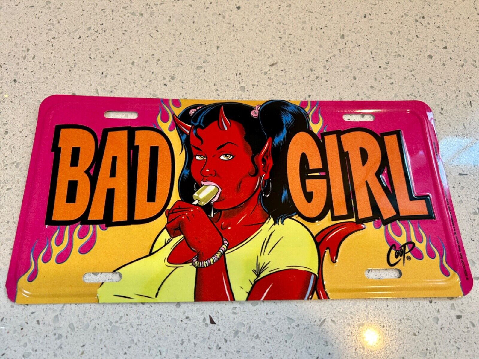COOP Art ~ BAD GIRL ~ License Plate Devil Girl - 12\