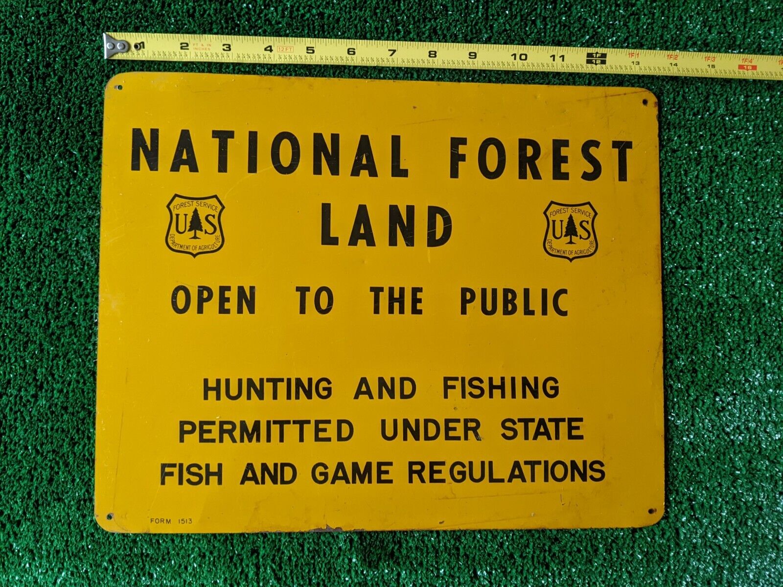 Vintage US National Forest Land Metal SIGN National Forest Sign 13.75