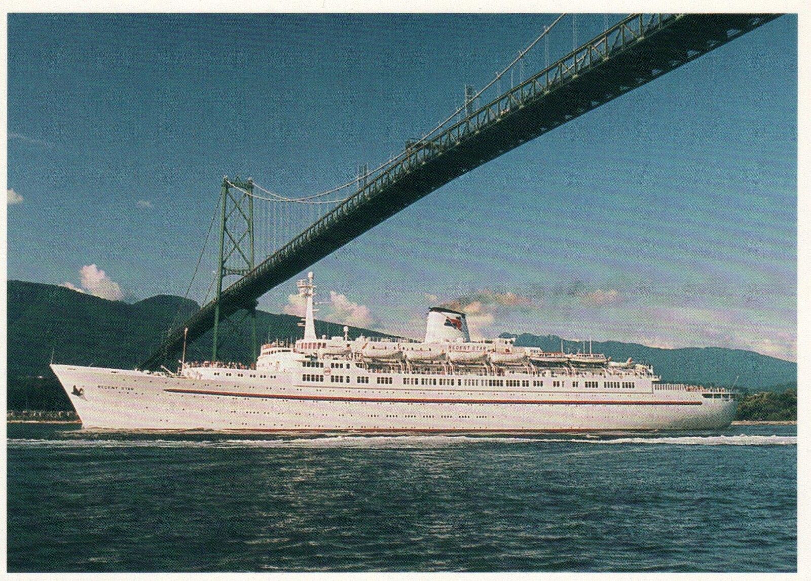 Regency Cruises SS REGENT STAR Leaving Vancouver POSTCARD - NEW