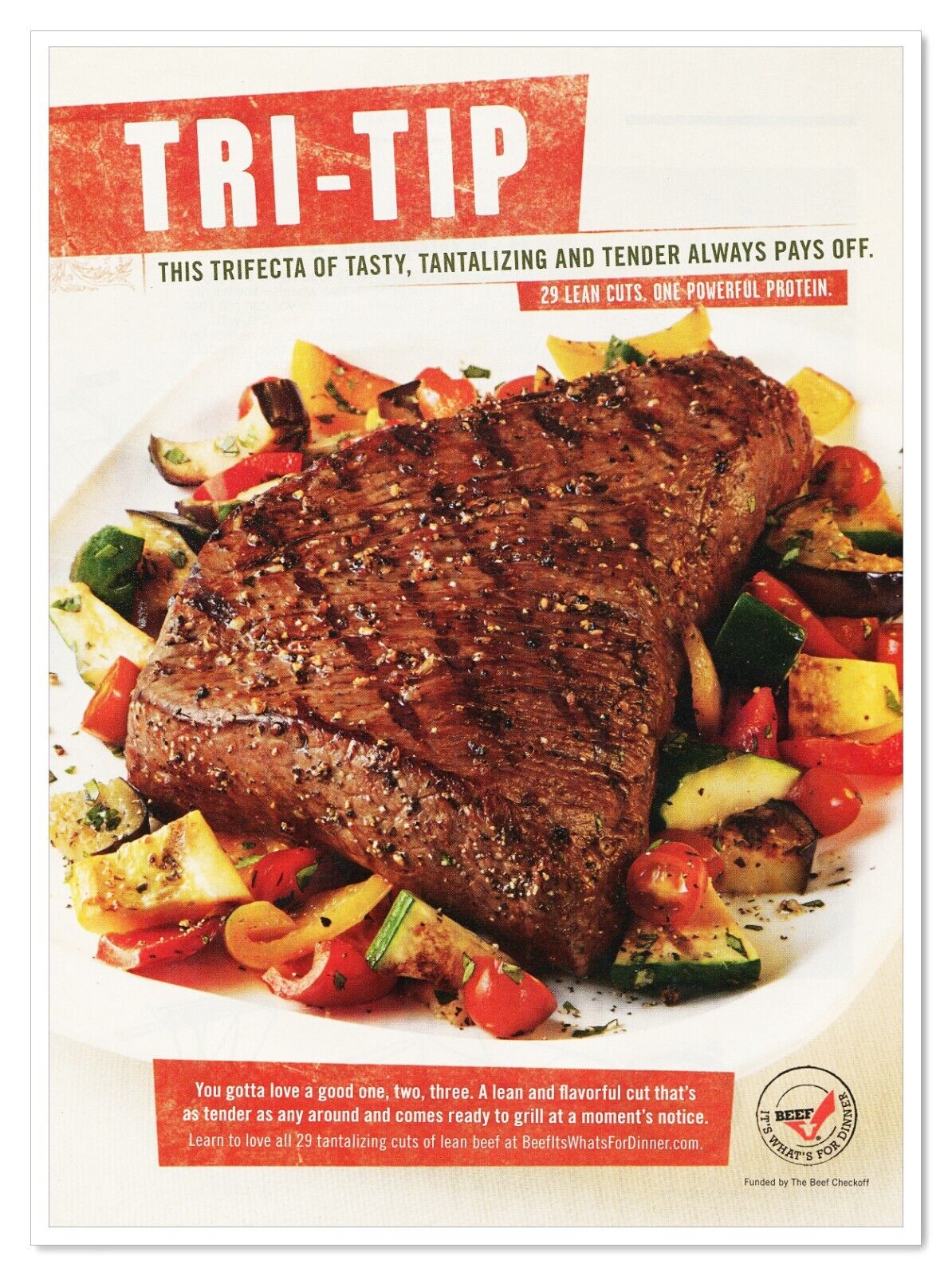 Beef It's What's For Dinner Tri-Tip Steak 2011 Full-Page Print Magazine Ad