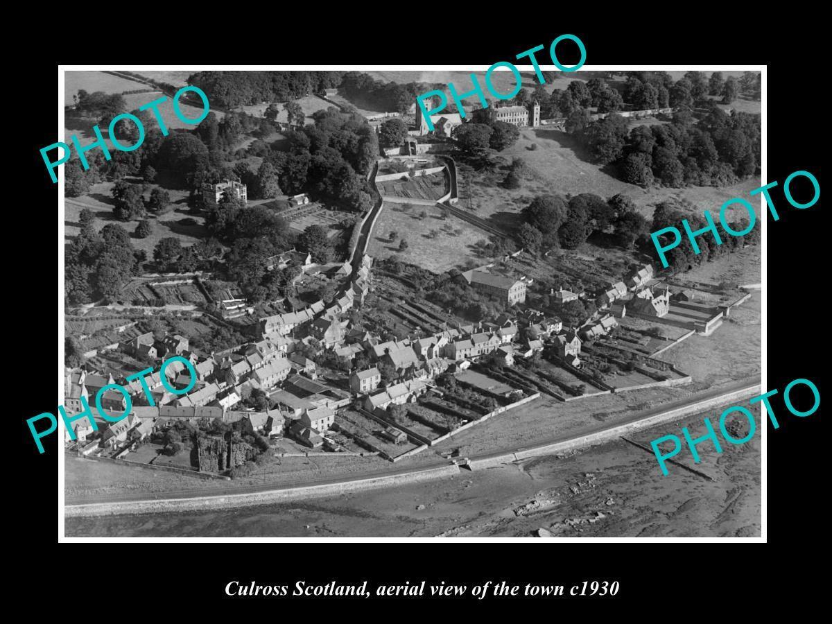 OLD LARGE HISTORIC PHOTO OF CULROSS SCOTLAND AERIAL VIEW OF THE TOWN c1930 1