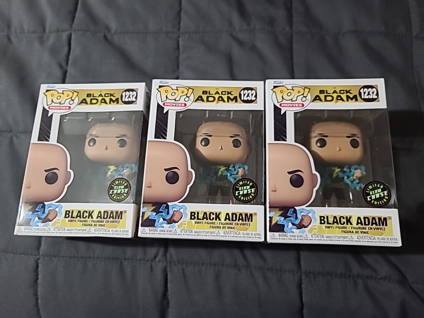 Lot Of 3 Black Adam 1232 Limited Glow Chase Edition Funko Pop