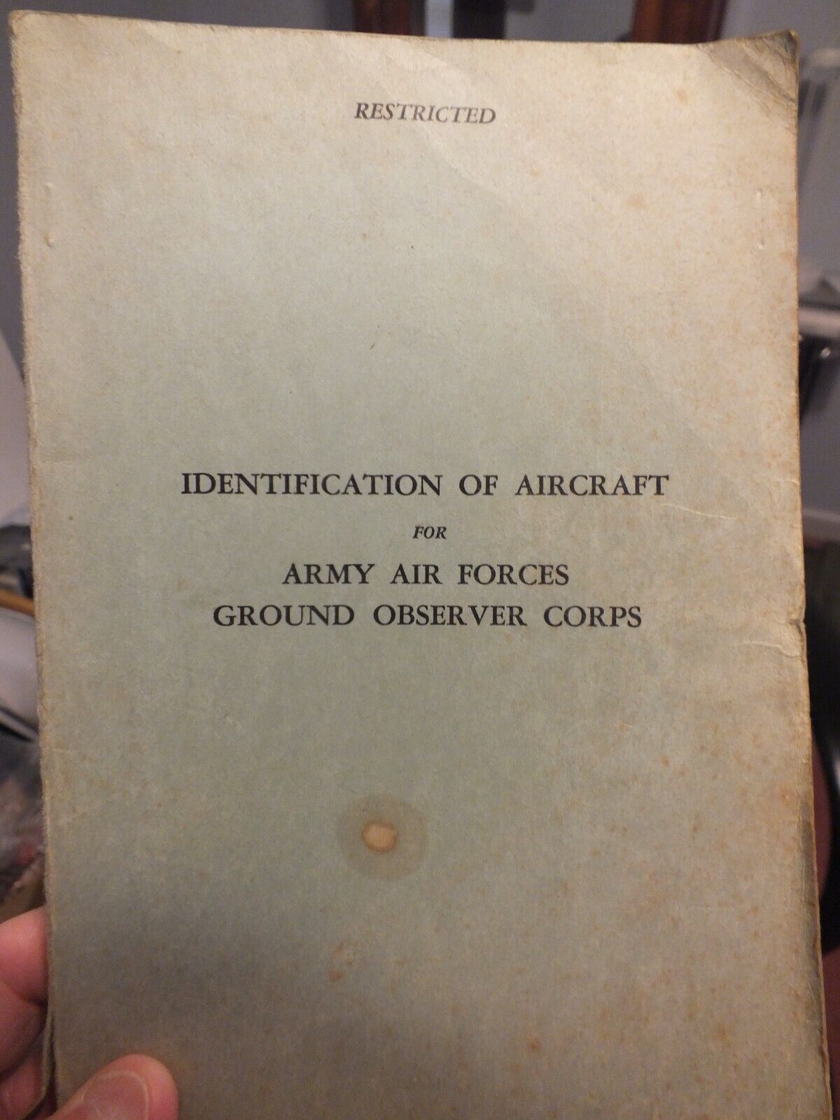 WW2 AAF 1942 Identification of Aircraft Book. Original
