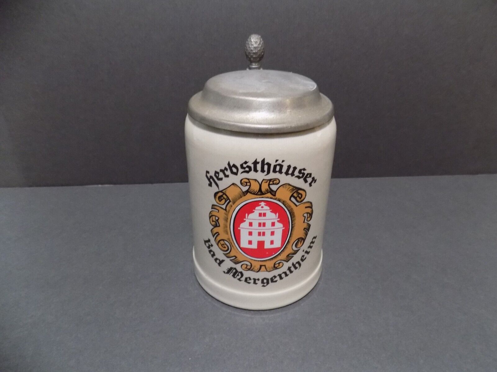 Vintage Herbsthauser Brauerei German Lidded Beer Stein Germany